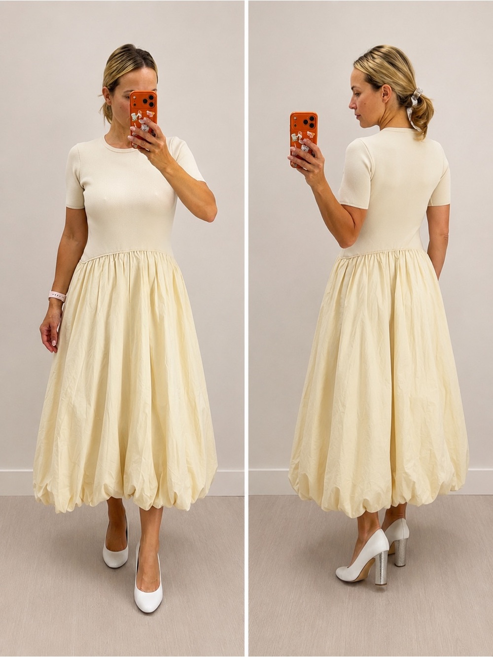 NWOT Tuckernuck Moon River Cream Bubble Skirt Midi Dress Size XS NWT